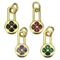 Cubic Zirconia Micro Pave Brass Pendant, gold color plated, micro pave cubic zirconia, more colors for choice, 6.5x12.5x1.5mm, Hole:Approx 3.5mm, 20PCs/Lot, Sold By Lot