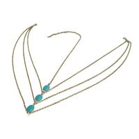 Zinc Alloy Head Chain with Natural Turquoise gold color plated for woman nickel lead & cadmium free Sold Per Approx 18 Inch Strand