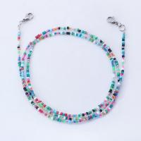 Tibetan Style Glasses Chain, with Seedbead, silver color plated, for woman, multi-colored, nickel, lead & cadmium free, Length:Approx 29.5 Inch, 5Strands/Bag, Sold By Bag