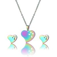 Fashion Stainless Steel Jewelry Sets Stud Earring & necklace plated 2 pieces & for woman multi-colored nickel lead & cadmium free Length 17.7 Inch Sold By Lot
