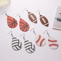 Brass Drop Earring, with PU Leather, fashion jewelry, more colors for choice, Sold By Pair