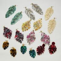 Acryl oorbellen, Zinc Alloy, met Acetaatblad, mode sieraden & verschillende stijlen voor de keuze, meer kleuren voor de keuze, Verkocht door pair