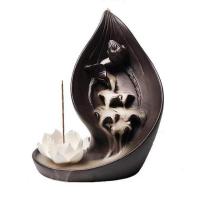 Backflow Incense Burner, Porcelain, plated, for home and office & durable, 150x95x115mm, Sold By PC