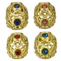 Hollow Brass Beads, gold color plated, micro pave cubic zirconia, more colors for choice, 8x10x8mm, Hole:Approx 2.5mm, 20PCs/Lot, Sold By Lot