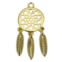 Hollow Brass Pendants, Dream Catcher, high quality gold color plated, 10.5x14.5x1mm,3x11x2.5mm, Hole:Approx 1.5mm, 50PCs/Lot, Sold By Lot