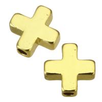 Brass Jewelry Beads, Cross, gold color plated, 8x8x3mm, Hole:Approx 1.5mm, 100PCs/Lot, Sold By Lot