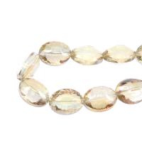 Oval Crystal Beads, Ellipse, plated, DIY & faceted, Sun, 20*15*1mm, 30PCs/Strand, Sold By Strand