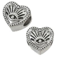 Tibetan Style European Beads, Heart, plated, DIY, silver color, 11x10x10mm, Hole:Approx 4.5mm, Sold By PC