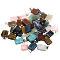 Gemstone Pendants Jewelry, Rectangle, polished, different color and pattern for choice & DIY, more colors for choice, 29*15*6mm, Hole:Approx 3mm, 10PCs/Bag, Sold By Bag
