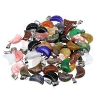 Gioielli ciondoli con gemme, pietra preziosa, Luna, lucido, colore e motivo diversi per la scelta & DIY, nessuno, 29*12*6mm,, Foro:Appross. 3mm, 10PC/borsa, Venduto da borsa