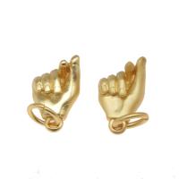 Brass Jewelry Pendants, Hand, plated, DIY, golden, 17*7*6mm, 10PCs/Bag, Sold By Bag