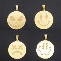 Stainless Steel Pendants Flat Round gold color plated & for woman nickel lead & cadmium free Approx Sold By Bag
