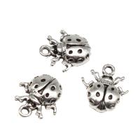 Zinc Alloy Pendants Ladybug plated DIY silver color 15*13*3mm Sold By Bag