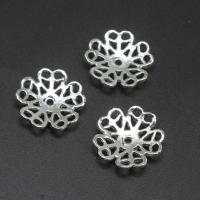 Zinc Alloy Bead Cap Flower plated DIY silver color 18*3mm Sold By Bag