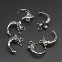 Tibetan Style Pendants, Dolphin, plated, DIY, silver color, 32*17*10mm, 500G/Bag, Sold By Bag