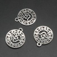 Tibetan Style Pendants, Round, plated, DIY, silver color, 22*18*2mm, 500G/Bag, Sold By Bag