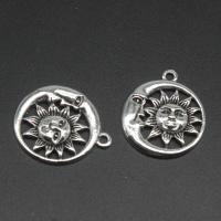 Zinc Alloy Pendants Round plated DIY silver color 23*20*2mm Sold By Bag
