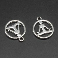 Tibetan Style Pendants, Round, plated, DIY, silver color, 19*16*1mm, 500G/Bag, Sold By Bag
