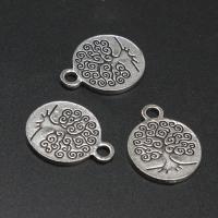 Tibetan Style Pendants, Round, plated, DIY, silver color, 18*15*1mm, 500G/Bag, Sold By Bag