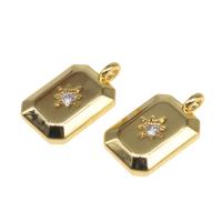 Cubic Zirconia Micro Pave Brass Pendant Rectangle plated DIY & micro pave cubic zirconia golden 15*9*2mm Sold By Bag