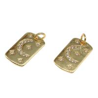 Cubic Zirconia Micro Pave Brass Pendant Rectangle plated DIY & micro pave cubic zirconia golden 17*10*1mm Sold By Bag