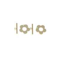 Brass Toggle Clasp, Flower, plated, DIY, golden, 13*13*1mmuff0c4*15mm, 10PCs/Bag, Sold By Bag