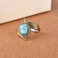 Brass Finger Ring, with turquoise, plated, different size for choice & for woman, nickel, lead & cadmium free, US Ring Size:6-10, Sold By PC