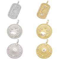Cubic Zirconia Micro Pave Brass Pendant plated & micro pave cubic zirconia Sold By Lot