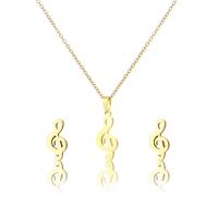 Fashion Stainless Steel Jewelry Sets Stud Earring & necklace gold color plated 2 pieces & for woman Length 17.5 Inch Sold By Lot
