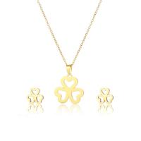 Fashion Stainless Steel Jewelry Sets Stud Earring & necklace gold color plated for woman Length 17.5 Inch Sold By Lot