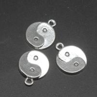 Tibetan Style Pendants, Round, plated, DIY, silver color, 18*15*2mm, 500G/Bag, Sold By Bag