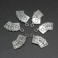 Tibetan Style Pendants, Poker, plated, DIY, silver color, 12*25*2mm, 500G/Bag, Sold By Bag