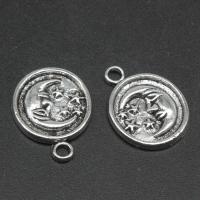 Tibetan Style Pendants, Round, plated, DIY, silver color, 19*15*1mm, 500G/Bag, Sold By Bag