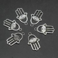 Zinc Alloy Hamsa Pendants Hand plated DIY silver color 24*15*2mm Sold By Bag