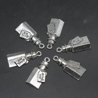 Zinc Alloy Pendants Bottle plated DIY silver color 33*15*5mm Sold By Bag