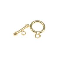 Brass Toggle Clasp Donut plated DIY golden 16*12*2mm Sold By Bag
