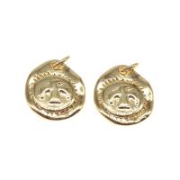 Brass Jewelry Pendants Round plated DIY golden 15*14*2mm Sold By Bag