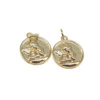 Brass Jewelry Pendants, Round, plated, DIY, golden, 16*14*3mm, 10PCs/Bag, Sold By Bag