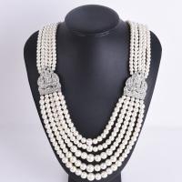 Multi Layer Necklace pearl Round fashion jewelry & multilayer & for woman white 625mm Sold By Strand