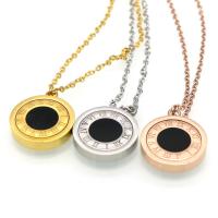 Stainless Steel Jewelry Necklace, with 1.96inch extender chain, Flat Round, plated, can be twisted & with roman number & Unisex & oval chain, more colors for choice, 16mm, 13mm, Sold Per Approx 15.7 Inch Strand