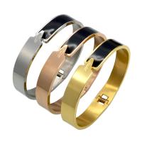 Stainless Steel Bangle, plated, Unisex & with letter pattern & epoxy gel, more colors for choice, 10mm, 2mm, Inner Diameter:Approx 58mm, Sold By PC