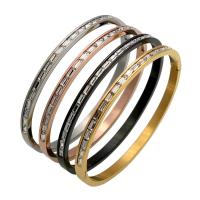 Stainless Steel Bangle plated for woman & with rhinestone 5mm Inner Approx Sold By PC