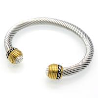 нержавеющая сталь браслет-манжеты, Другое покрытие, Женский & со стразами, внутренний диаметр:Приблизительно 60mm, продается PC