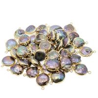 Brass Jewelry Connector Freshwater Pearl with Brass irregular polished DIY & 1/1 loop multi-colored 15-25mm Sold By PC