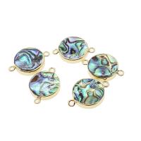 Shell Connector Abalone Shell with Brass gold color plated DIY & 1/1 loop multi-colored Sold By PC
