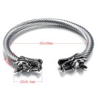 acier inoxydable bracelet manchette, avec velours de coton, pour homme & noircir, 22x9.5x14mm, 6.2mm, Diamètre intérieur:Environ 65x49mm, Vendu par PC