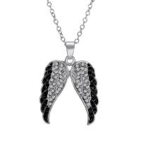 Zinc Alloy Jewelry Necklace with Rhinestone fashion jewelry & Unisex black Sold By Strand