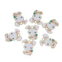 Tibetan Style Enamel Pendants, Rabbit, plated, DIY, white, 24*20*1mm, Sold By PC