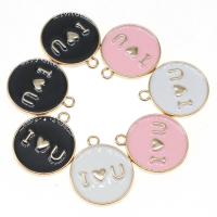 Zinc Alloy Enamel Pendants Round plated & DIY 23*20*3mm Sold By PC