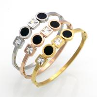 Stainless Steel Bangle Geometrical Pattern plated for woman & with rhinestone 11mm 8mm 3.5mm Inner Approx Sold By PC